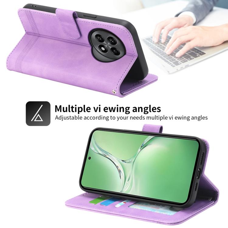 Funda Híbrida de Cuero Pu y TPU Dierfeng Dream Line para OnePlus 13R / Ace 5 / Ace 5 Pro (Morada)
