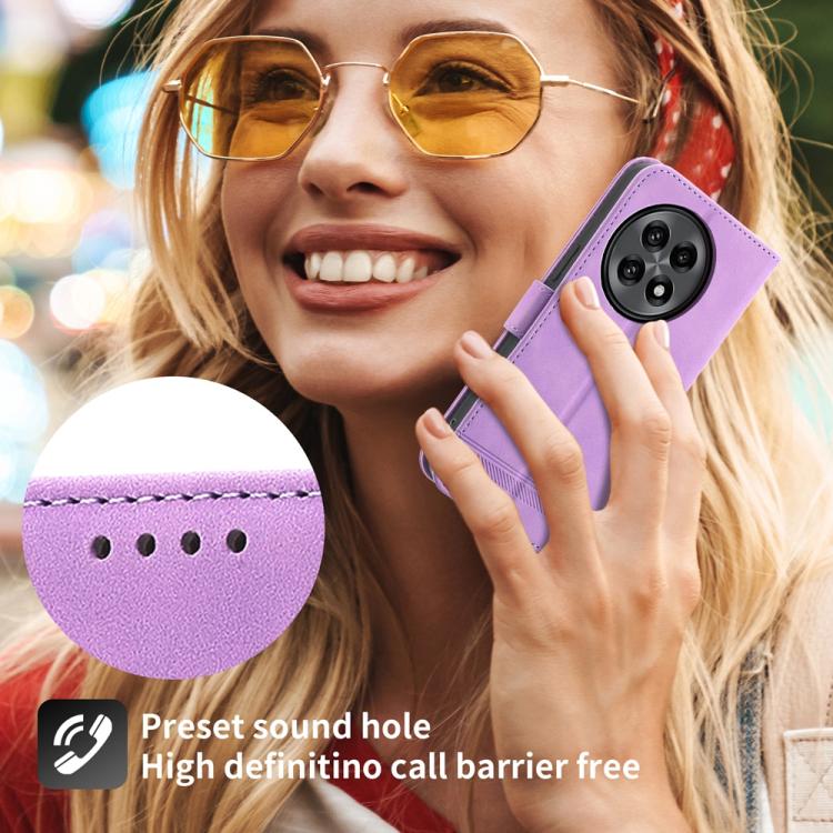 Funda Híbrida de Cuero Pu y TPU Dierfeng Dream Line para OnePlus 13R / Ace 5 / Ace 5 Pro (Morada)