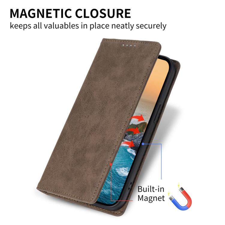 Funda de Cuero Rfid Magnética para OnePlus 13R Ace 5 Ace 5 Pro Business (Marrón)