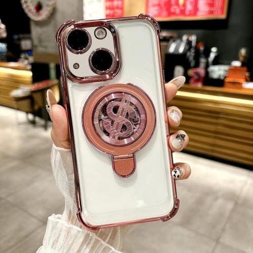 Funda para Teléfono con Soporte Magsafe para iPhone 13 con Película para Lente (Rosa)