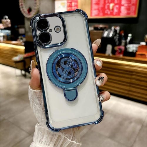 Estuche para Teléfono con Soporte Magsafe para iPhone 16 Plus con Película para Lente (Azul)