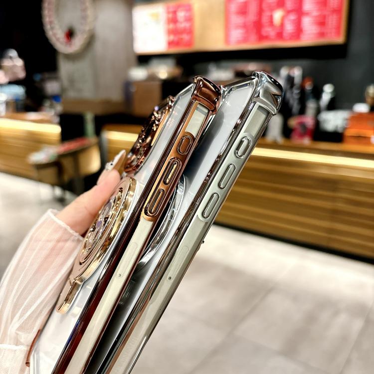 Funda para Teléfono con Soporte Magsafe para iPhone 14 con Película para Lente (Plateada)