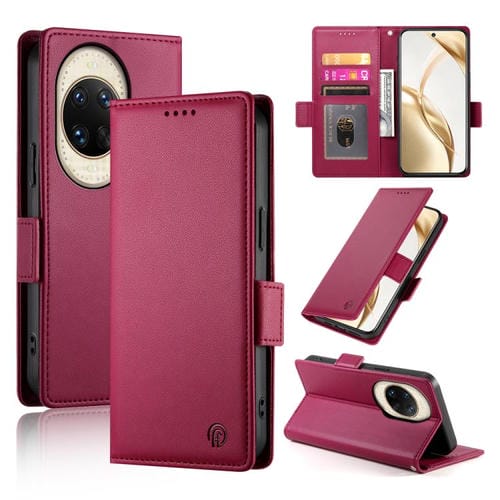 Funda de cuero esmerilado con hebilla lateral magnética para Huawei Nova 14 Ultra (rojo vino)