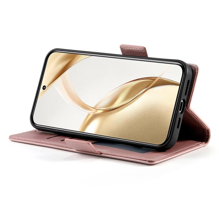 Funda magnética de cuero esmerilado con hebilla lateral para Huawei Nova 14 Pro (oro rosa)
