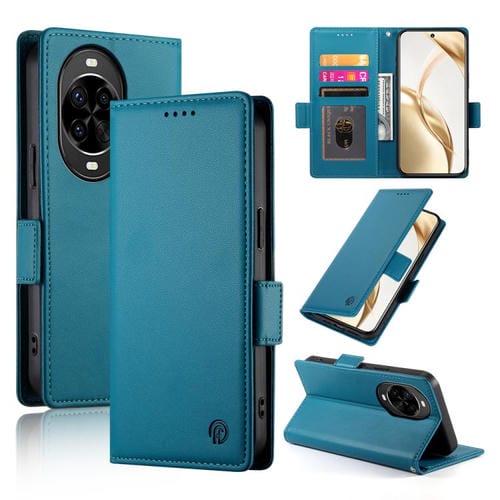 Funda de cuero esmerilado con hebilla lateral magnética para Huawei Nova 14 Pro (azul)