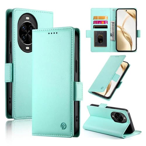 Funda de cuero esmerilado con hebilla lateral magnética para Huawei Nova 14 Pro (verde menta)