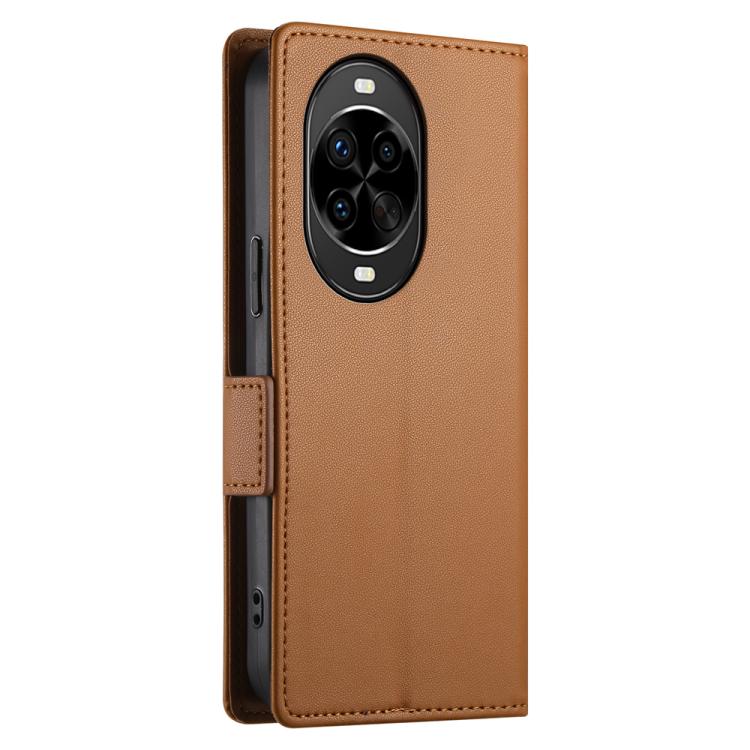 Funda de cuero esmerilado con hebilla lateral magnética para Huawei Nova 14 Pro (marrón)