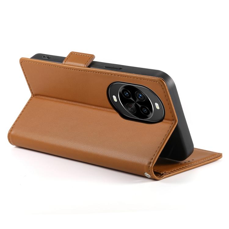 Funda de cuero esmerilado con hebilla lateral magnética para Huawei Nova 14 Pro (marrón)