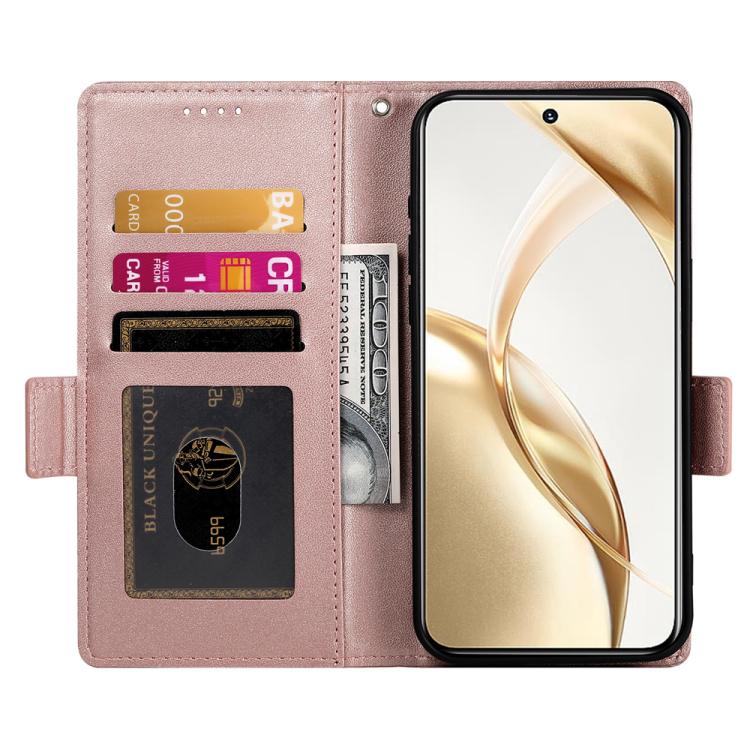 Funda magnética de cuero esmerilado con hebilla lateral para Huawei Nova 14 (oro rosa)
