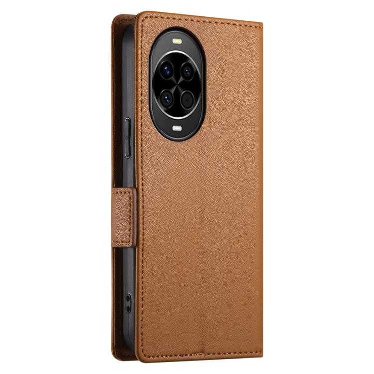 Funda de cuero esmerilado con hebilla lateral magnética para Huawei Nova 14 (marrón)