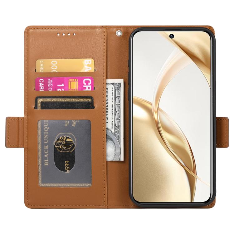 Funda de cuero esmerilado con hebilla lateral magnética para Huawei Nova 14 (marrón)