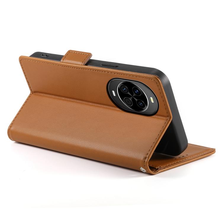 Funda de cuero esmerilado con hebilla lateral magnética para Huawei Nova 14 (marrón)