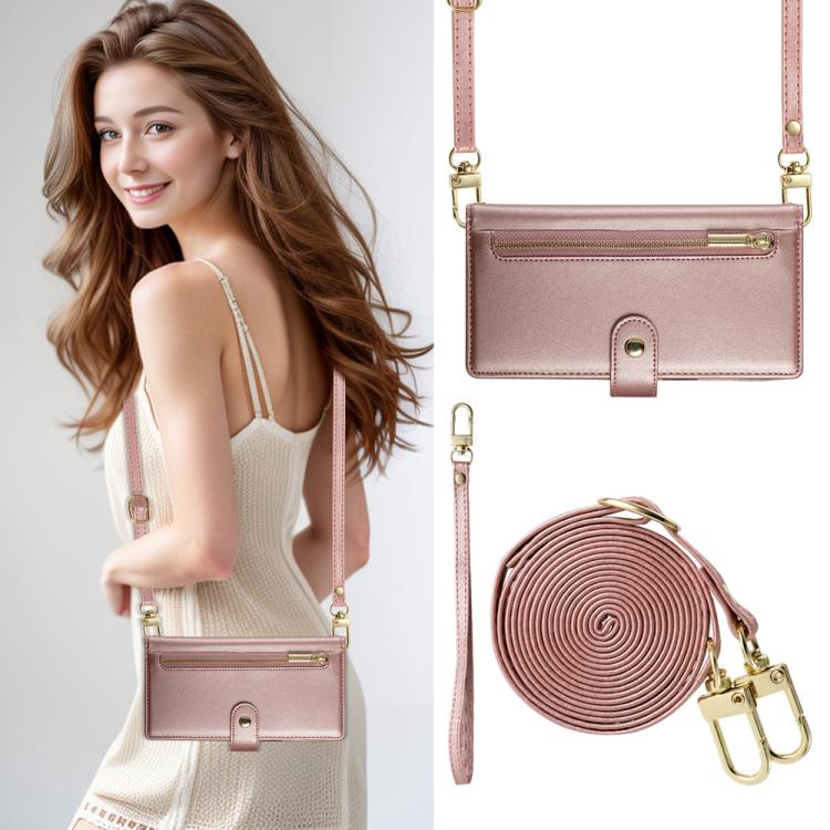 Funda de cuero con nueve ranuras para tarjetas y cremallera para Huawei nova 14 Ultra (rosa)
