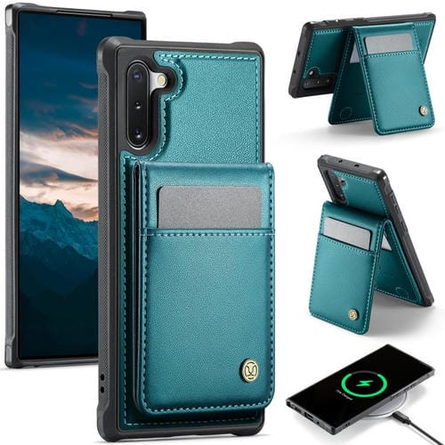 Estuche para Teléfono Samsung Galaxy Note10+ Jeehood J06 con Tarjetero Rfid Magsafe Estilo Británico (Verde)