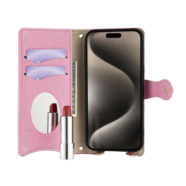 Funda de Piel de Lichi con Diseño de Cola de Pez y Cadena Cruzada para iPhone 13 Pro (Marrón)