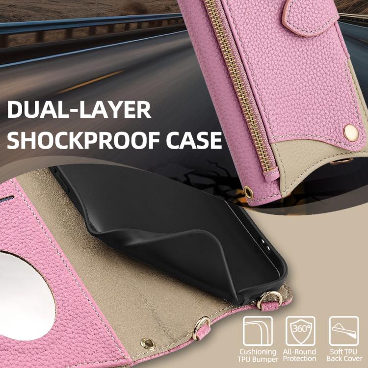 Funda de Piel de Lichi con Diseño de Cola de Pez y Cadena Cruzada para iPhone 13 Pro (Marrón)