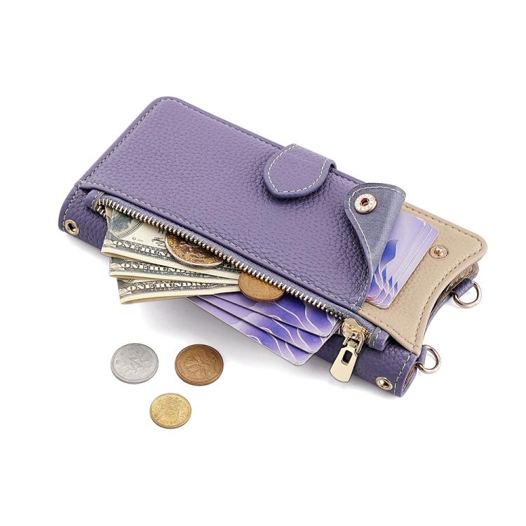 Funda de Cuero de Lichi con Diseño de Cola de Pez y Cadena Cruzada para OnePlus Ace 5 y Ace 5 Pro (Morado)