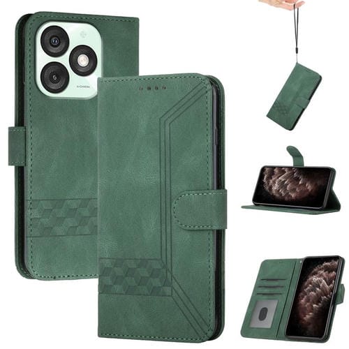 Funda de Cuero con Tapa y Tacto de Piel Cúbica para Teléfono Itel A50 (Verde)