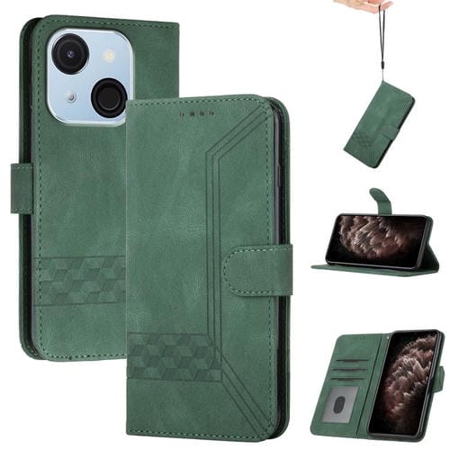 Funda de Cuero con Tapa Cúbica para Teléfono Itel A50C (Verde)
