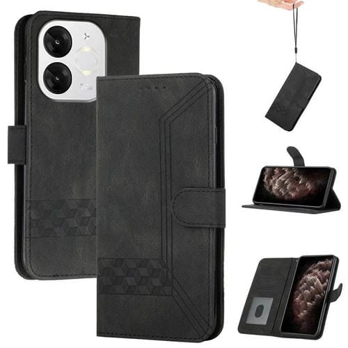 Funda de Cuero con Tapa y Tacto de Piel Cúbica para Teléfono Itel A80 (Negra)