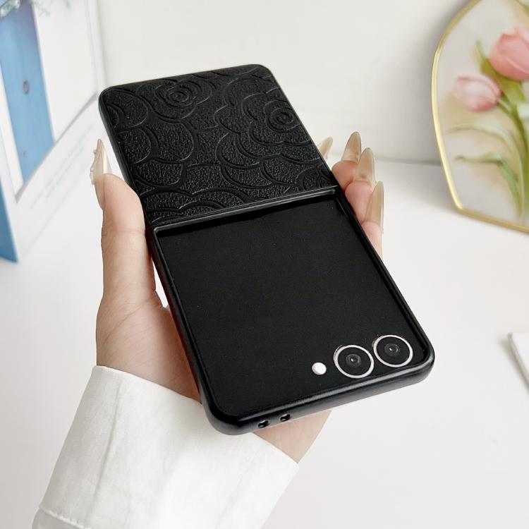 Funda protectora con estampado de camelia para Samsung Galaxy Z Flip7 5G (naranja)
