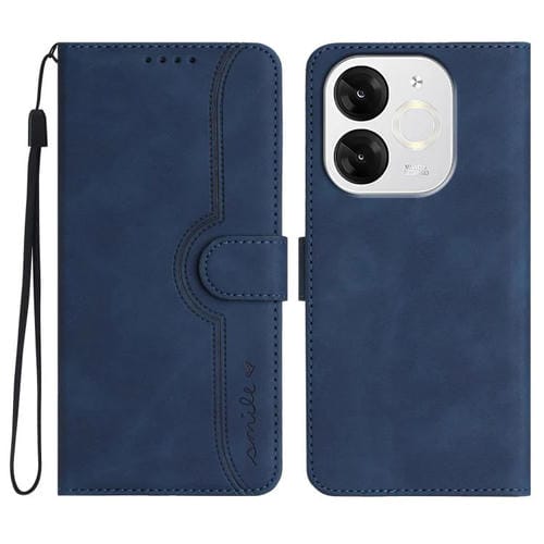 Funda de Piel para Teléfono Itel A80 con Diseño de Corazón (Azul Real)