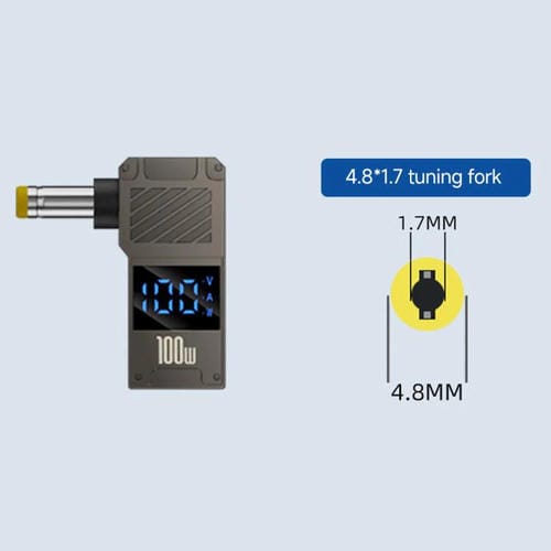 Adaptador de Pantalla Digital Tipo C a CC para Carga de Computadora 100 W Diapasón 4,8 x 1,7 mm