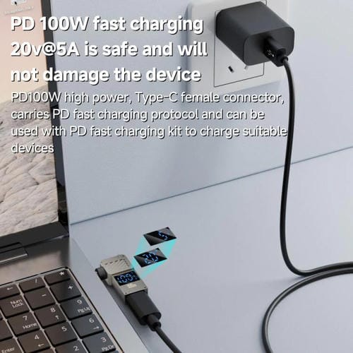 Adaptador de Pantalla Digital Tipo C a CC 5,5 x 1,7 mm para Carga de Computadora 100 W
