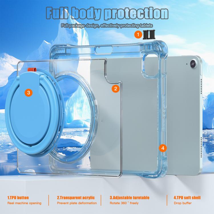 Funda híbrida TPU para iPad Air 13 (2024/2025) con asa giratoria (Azul Claro)