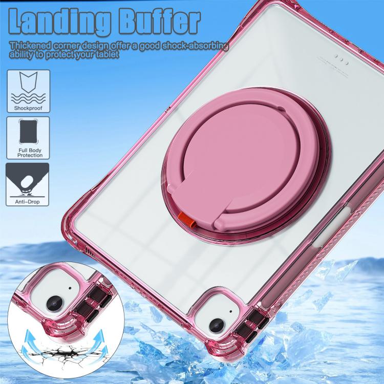 Funda híbrida TPU para iPad Air 11 (2025/2024) y Pro 11 (2022) con asa giratoria (Rosa Roja)