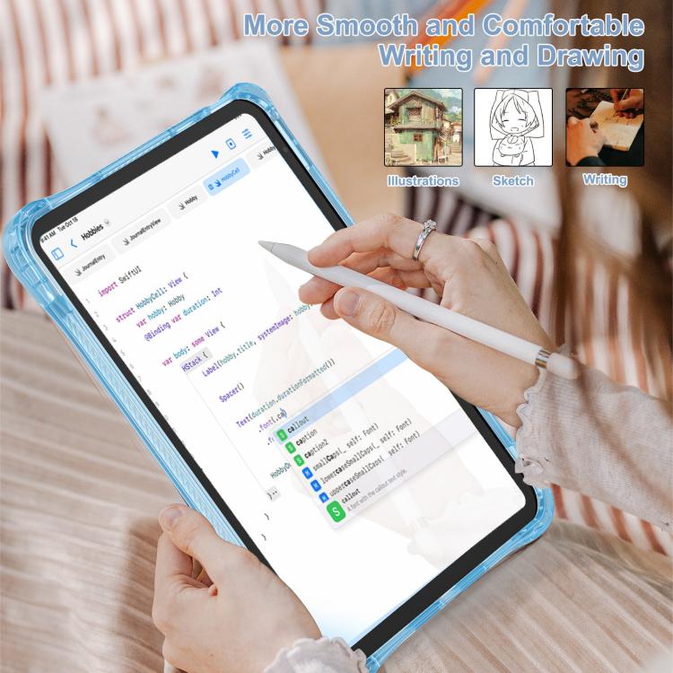 Funda Híbrida TPU para iPad 2025/2022 con Asa de Anillo Giratorio (Azul Claro)