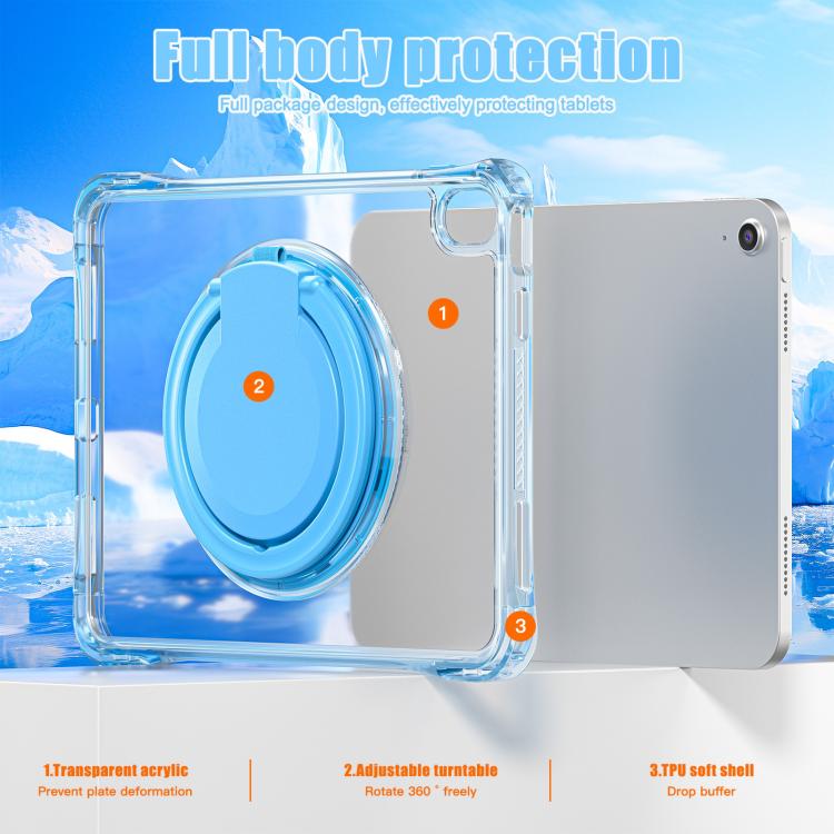 Funda Híbrida TPU para iPad 2025/2022 con Asa de Anillo Giratorio (Azul Claro)