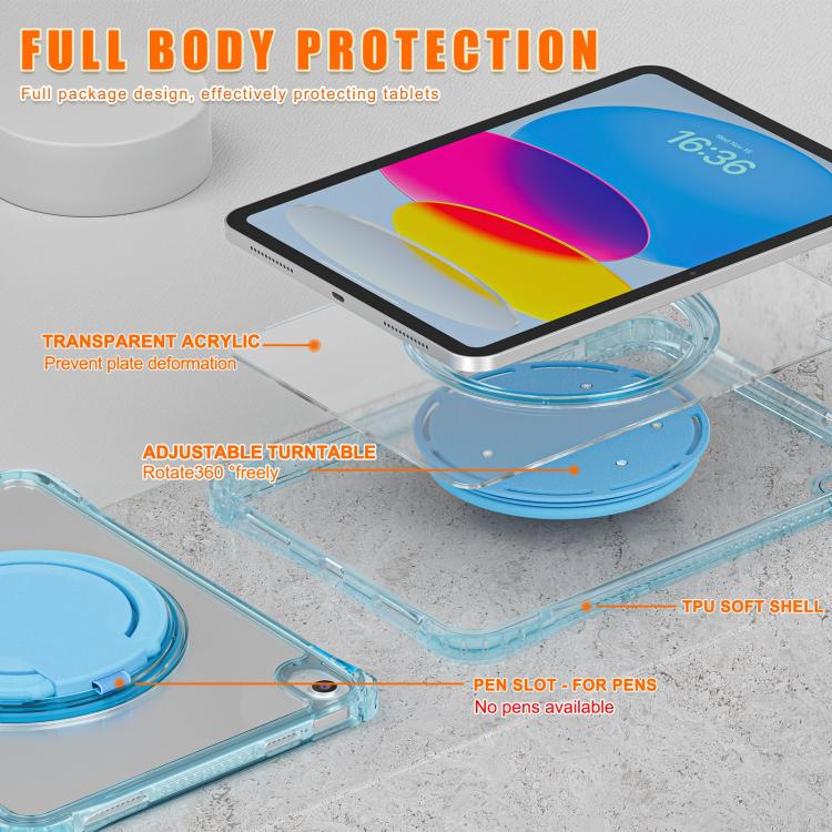 Funda Híbrida TPU para iPad 2025/2022 con Asa de Anillo Giratorio (Azul Claro)