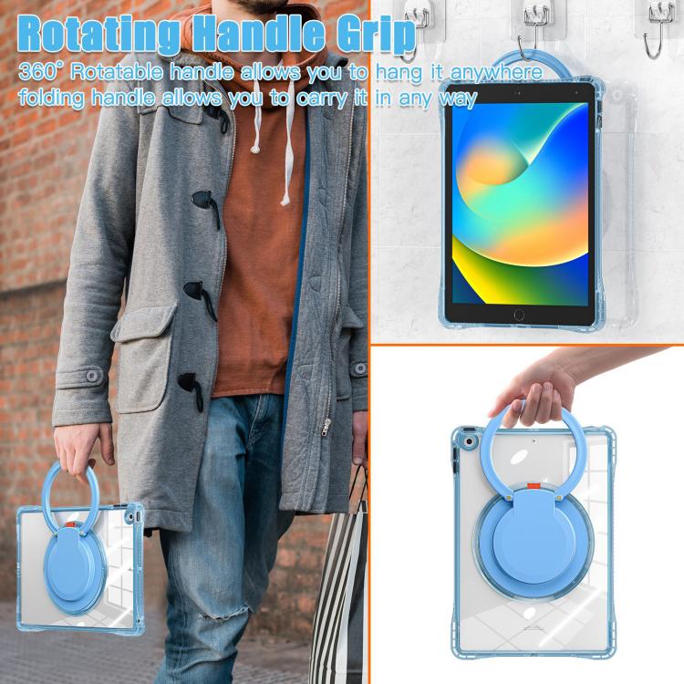 Funda Híbrida TPU para iPad 2025/2022 con Asa de Anillo Giratorio (Azul Claro)