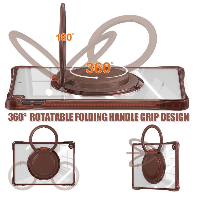 Funda híbrida TPU para iPad 10.2 2021/2020/2019 con asa de anillo giratorio (Chocolate)