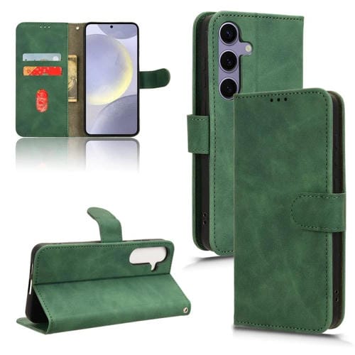 Funda de cuero con tapa magnética y tacto suave para Samsung Galaxy S25 FE 5G (verde)