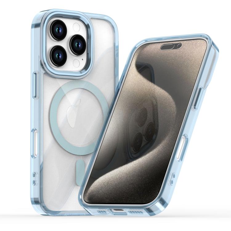 Funda Magnética Transparente Magsafe para iPhone 16 Pro (Azul)