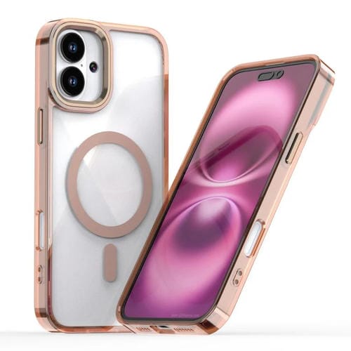 For iPhone 16 MagSafe Magnetic Clear Phone Case(Gold)