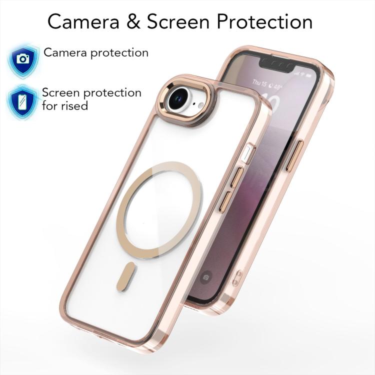 For iPhone 16e MagSafe Magnetic Clear Phone Case(Black)