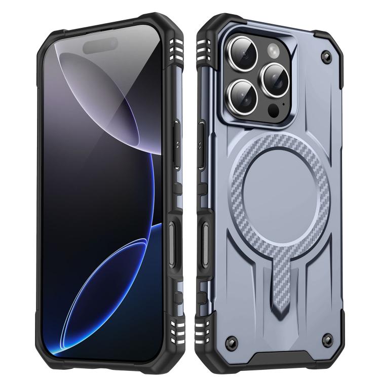 Funda híbrida TPU y PC Straship Magsafe para iPhone 16 Pro (Gris)