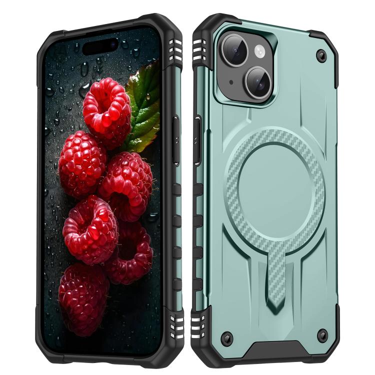 Funda híbrida TPU y PC Straship Magsafe para iPhone 14/13 (Verde Medianoche)