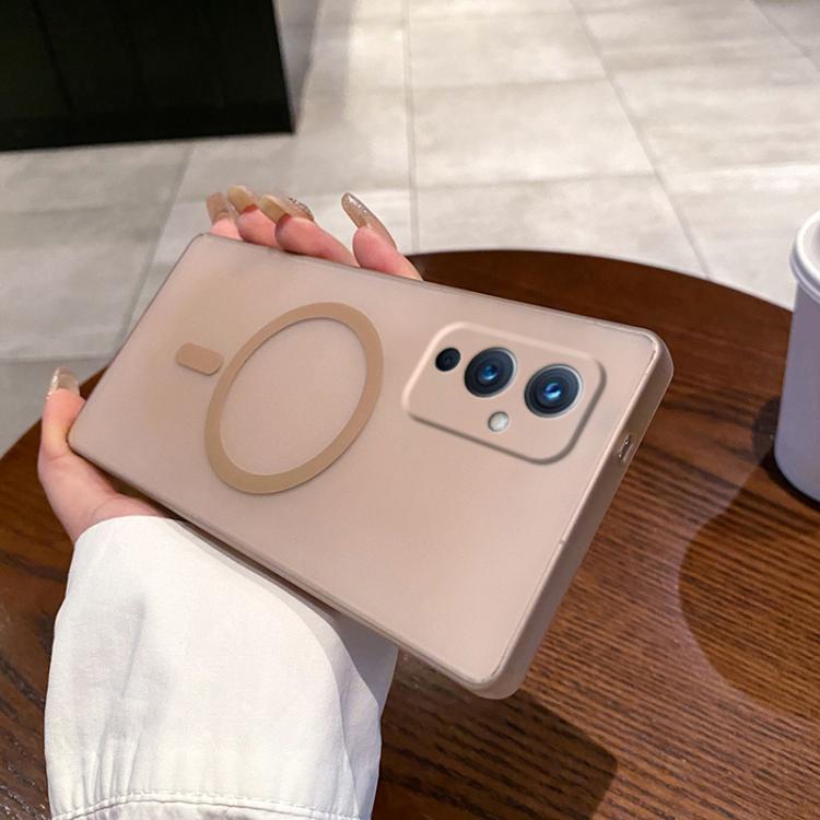 Funda para Teléfono OnePlus 9 Protección Frío Hielo Orificios Finos Magsafe (Dorada)