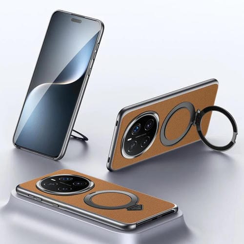 Funda para Teléfono con Soporte Magnético Magsafe Sulada de Cuero Grano Superior para Honor Magic7 Pro (Marrón)