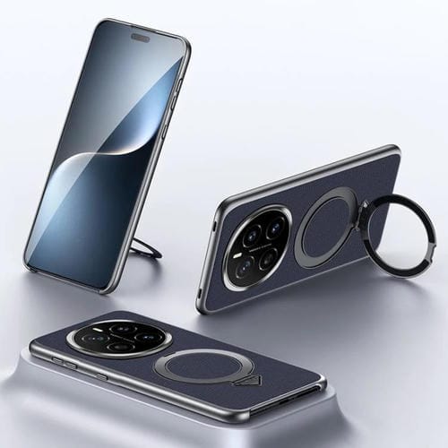 Funda para Teléfono Sulada Honor Magic7 con Soporte Magnético Magsafe de Cuero (Azul)