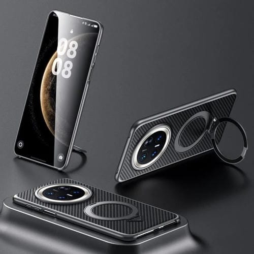 Funda para Teléfono Huawei Mate 70 Pro y Mate 70 Pro+ con Soporte Magnético Magsafe y Textura Kevlar (Negra)