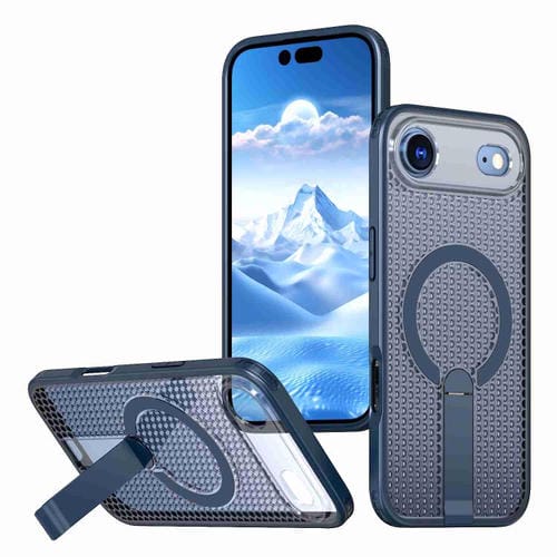 For iPhone 17 Air Honeycomb Cooling MagSafe Holder Phone Case(Blue)