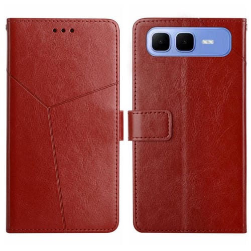 Funda de cuero con tapa y diseño en forma de Y para Infinix Smart 10 Plus 4G (marrón)