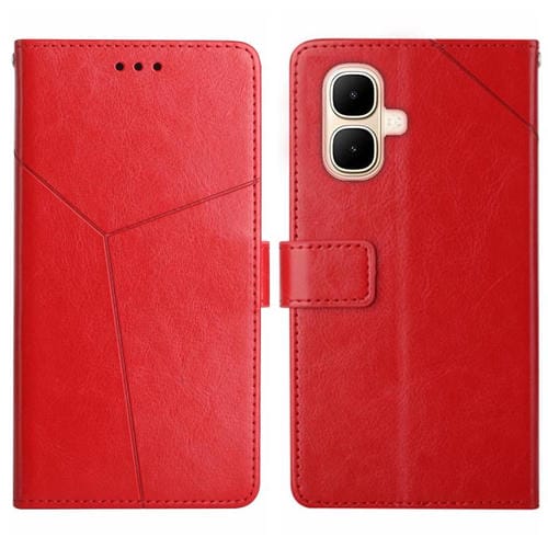 Funda de cuero con tapa en forma de Y para Infinix Smart 10 4G / Tecno Pop 10 (roja)
