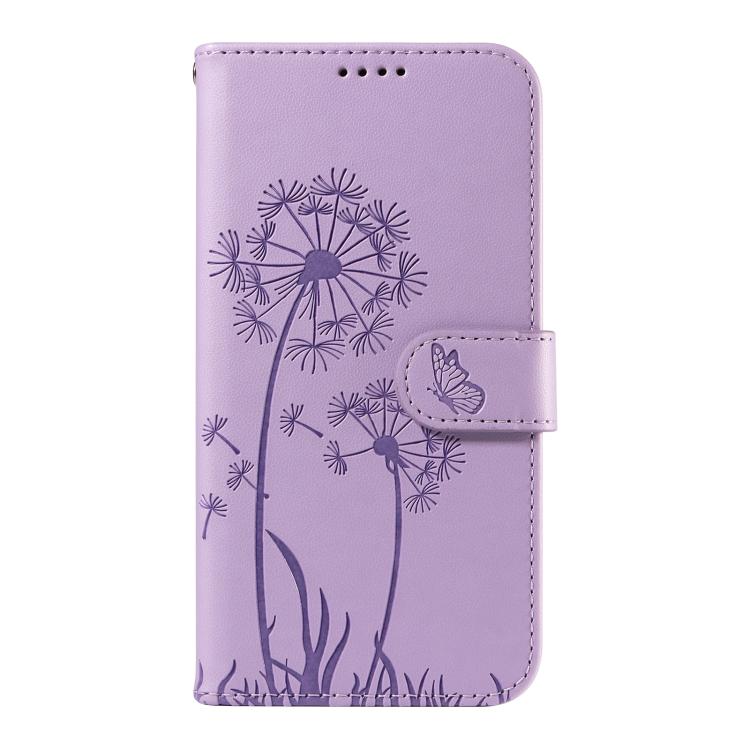 Funda de Cuero con Tapa para OnePlus 13 con Patrón en Relieve Diente de León (Morado)
