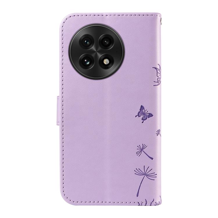 Funda de Cuero con Tapa para OnePlus 13 con Patrón en Relieve Diente de León (Morado)